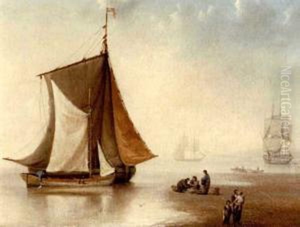 Unloading The Catch Oil Painting by William Anderson