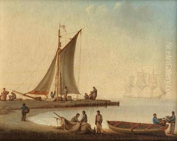 Unloading The Catch Oil Painting by William Anderson