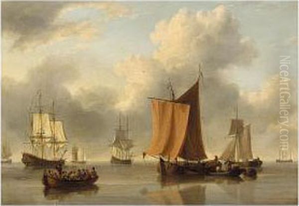 Shipping In A Calm Sea Oil Painting by William Anderson