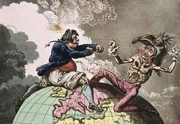 Fighting for the Dunghill or Jack Tar Settling Buonaparte Oil Painting by James Gillray