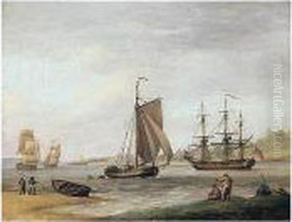 An Estuary With Shipping Oil Painting by William Anderson