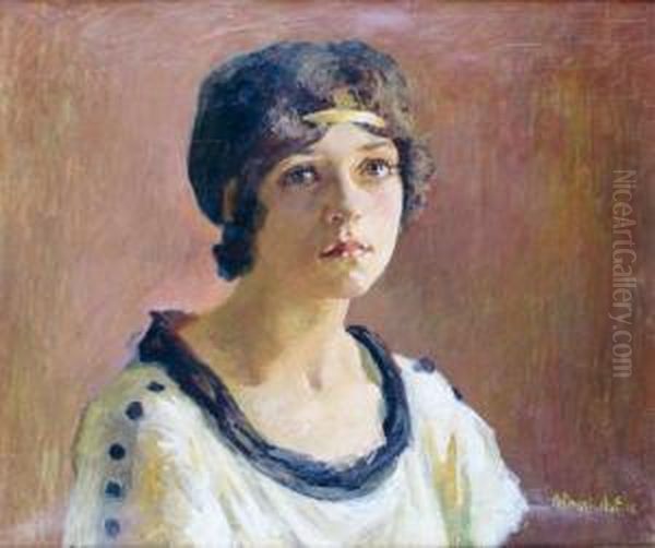 Portrait De Jeune Fille Oil Painting by Albert Andre