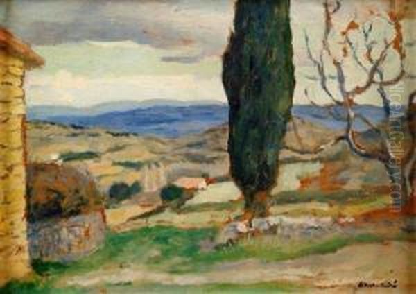 Vue De Bagnols-sur-ceze. Oil Painting by Albert Andre