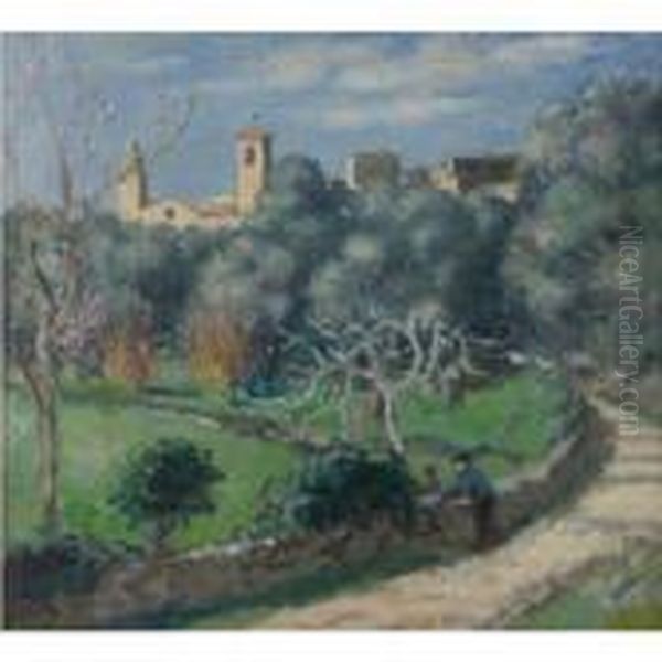 Paysage; Eglise Du Cannet Oil Painting by Albert Andre