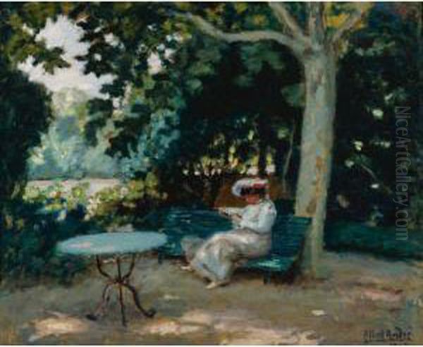 La Lecture Au Jardin Oil Painting by Albert Andre