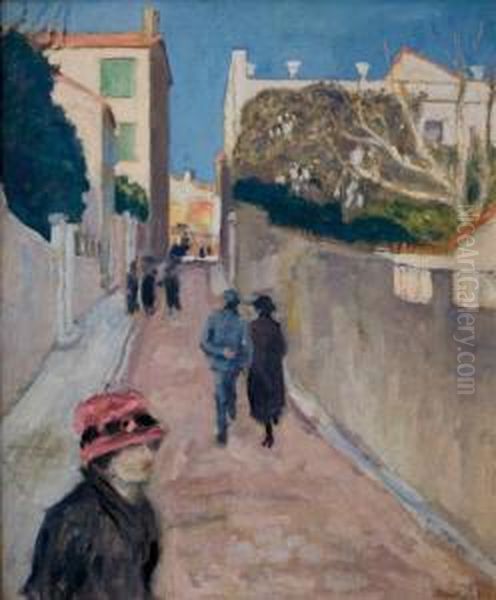 Rue A Marseille Oil Painting by Albert Andre