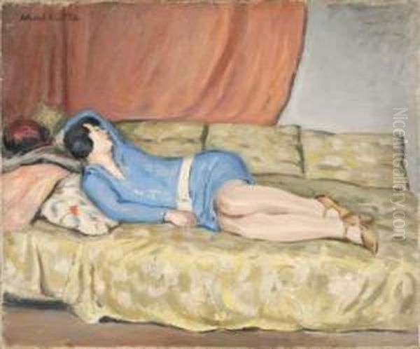 Jeune Femme Endormie Sur Un Divan Oil Painting by Albert Andre