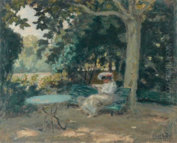 La Lecture Au Jardin Oil Painting by Albert Andre