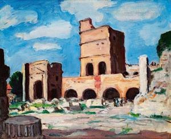 Arles, Les Ruines De La Ville Romaine Oil Painting by Albert Andre