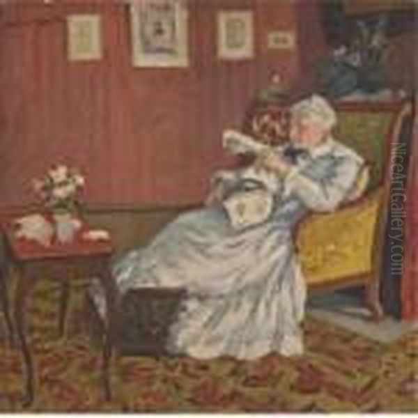 Dame En Blanc, Assise Oil Painting by Albert Andre