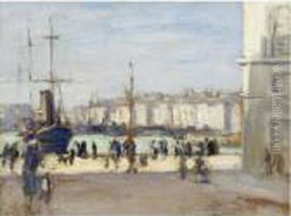 Scene De Port A Marseille Oil Painting by Albert Andre