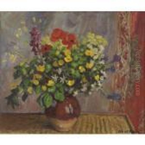 Vase De Fleurs Oil Painting by Albert Andre