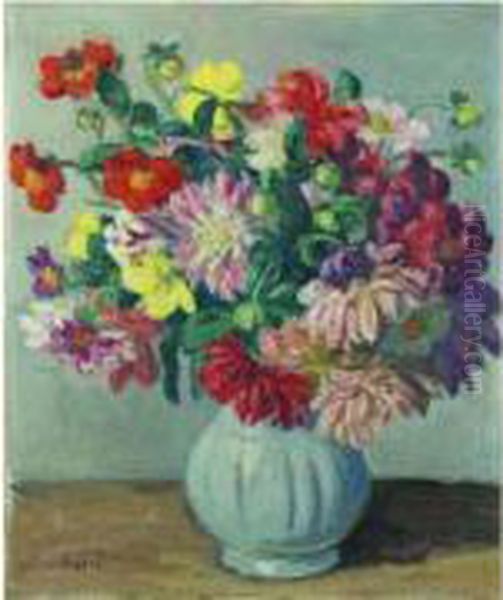 Fleurs Dans Un Pot Oil Painting by Albert Andre