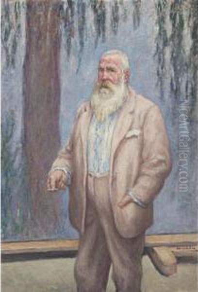 Portrait De Monet Dans Son Atelier, Giverny Oil Painting by Albert Andre