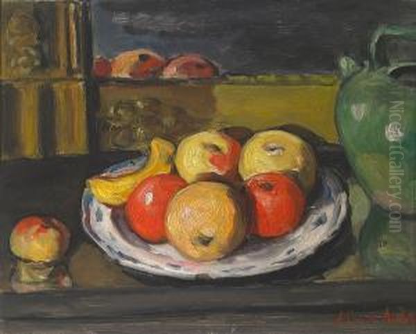 Pommes Dans Une Assiette Sur Une Cheminee Oil Painting by Albert Andre