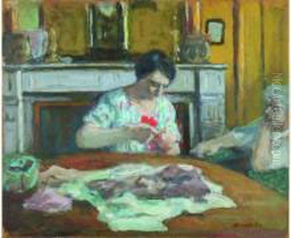  Scene D'interieur, La Couture  Oil Painting by Albert Andre