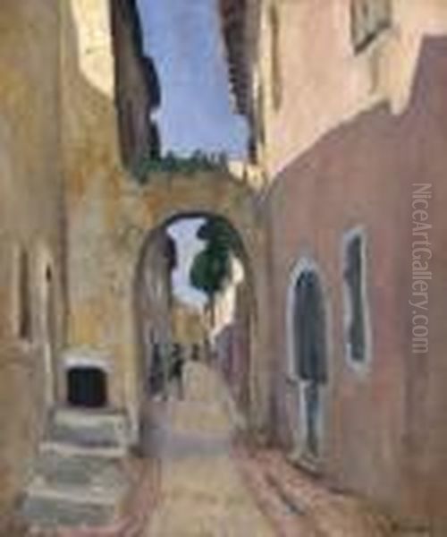 Rue D'un Village Du Sud De La France Oil Painting by Albert Andre