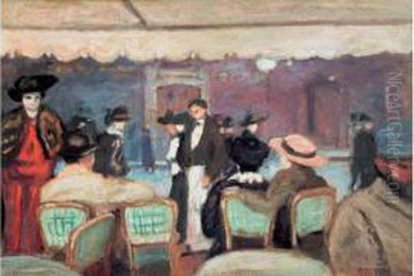 Le Cafe Parisien Oil Painting by Albert Andre