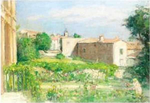 Le Jardin Du Peintre A Laudun Oil Painting by Albert Andre