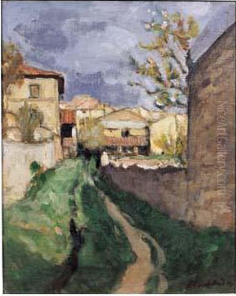 Village Oil Painting by Albert Andre