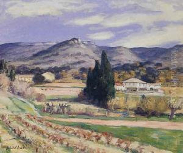 Paysage (ferme Dans La Region De Laudun) Oil Painting by Albert Andre