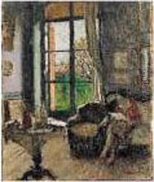 Interieur Avec La Fille De L'artiste Oil Painting by Albert Andre