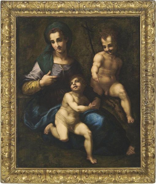 The Madonna And Child With The Infant Saint John The Baptist Oil Painting by Andrea Del Sarto