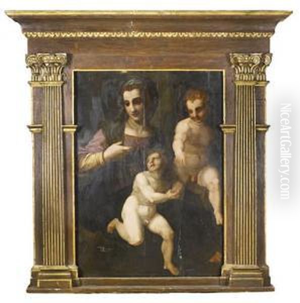 The Madonna And Child With The Infant Saintjohn The Baptist Oil Painting by Andrea Del Sarto