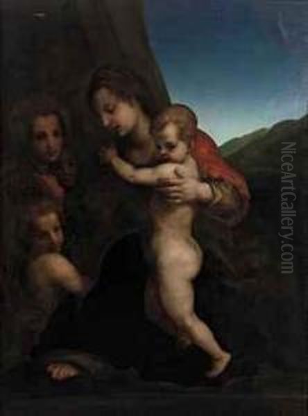 The Virgin And Child With The Infant Saint John The Baptist Andangels Oil Painting by Andrea Del Sarto