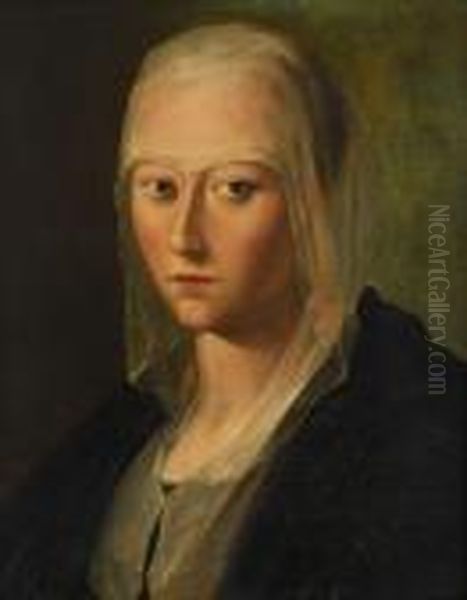 Portrait Of A Lady With Veiled Headdress Oil Painting by Andrea Del Sarto