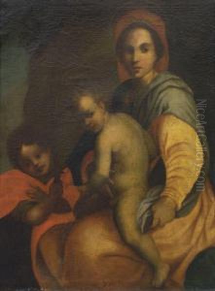 Maria Mit Dem Kind Und Dem Johannesknaben Oil Painting by Andrea Del Sarto