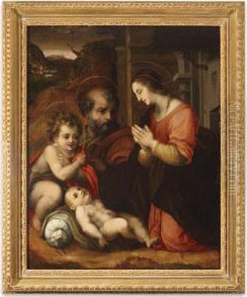 The Holy Family With The Infant St. John The Baptist Oil Painting by Andrea Del Sarto