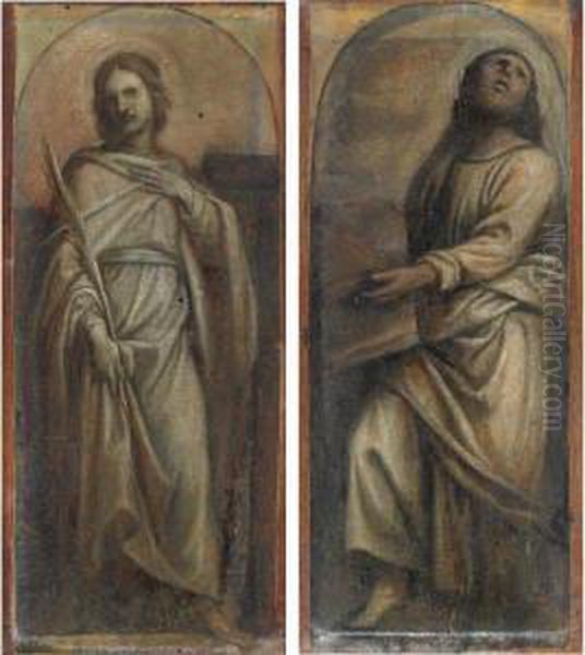 Santo Martire E Santo Evangelista Oil Painting by Andrea Del Sarto