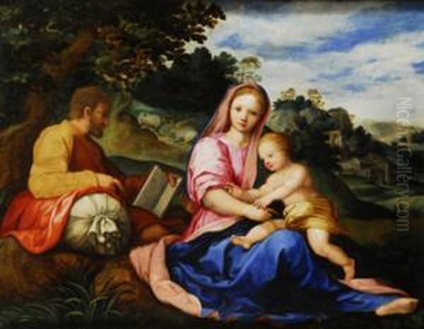 El Descanso En La Huida A Egipto Oil Painting by Andrea Del Sarto