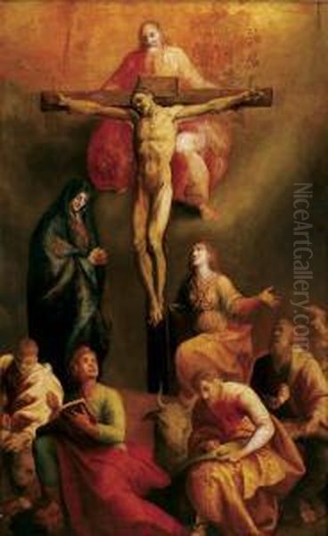 Crucifixion With The Four Evangelists Oil Painting by Andrea Del Sarto