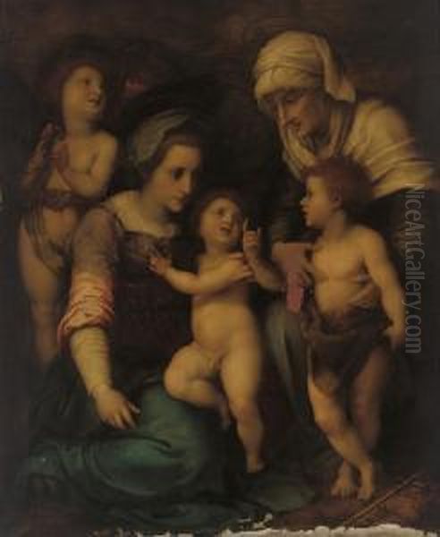 The Madonna And Child With Saint Elizabeth, The Infant Saint John The Baptist, And Putti Oil Painting by Andrea Del Sarto