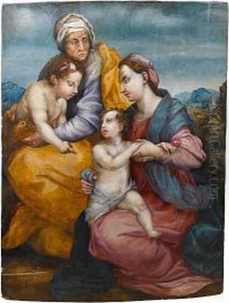 The Madonna And Child With Saint Anne And The Infant Saint John The Baptist Oil Painting by Andrea Del Sarto