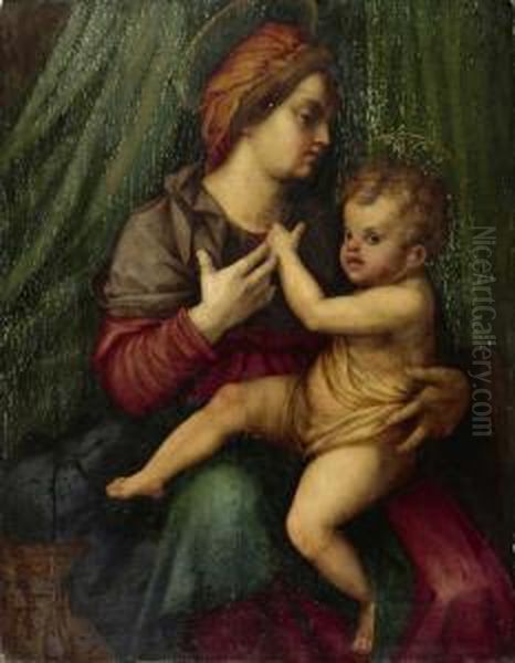 Madonna Mit Kind. Oil Painting by Andrea Del Sarto