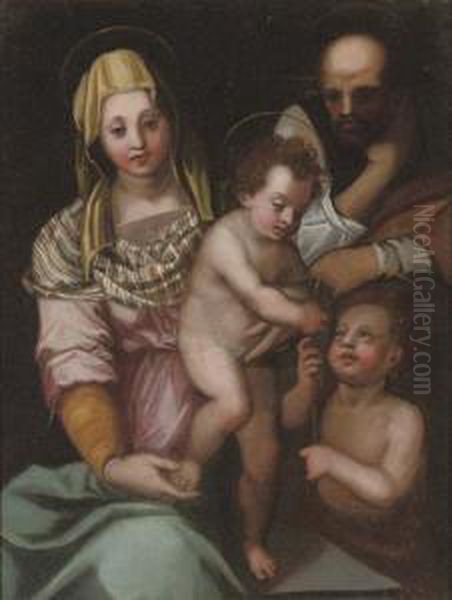 The Holy Family With Saint John The Baptist Oil Painting by Andrea Del Sarto