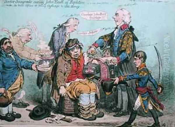 Dr Sangrado curing John Bull of Repletion Oil Painting by James Gillray