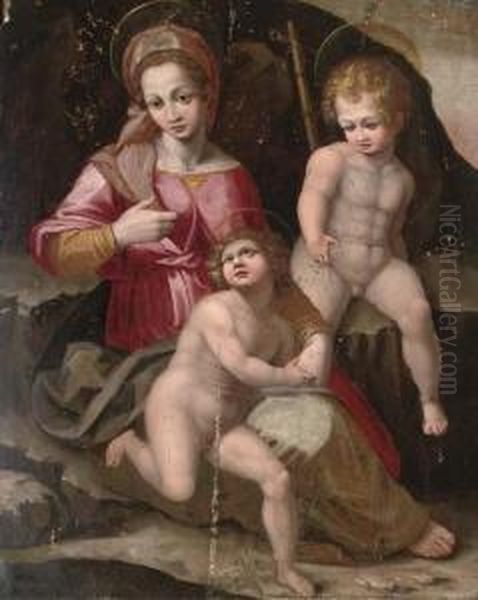 The Madonna And Child With The Infant Saint John The Baptist Oil Painting by Andrea Del Sarto