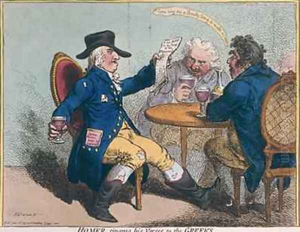 Homer singing his Verses to the Greeks Oil Painting by James Gillray