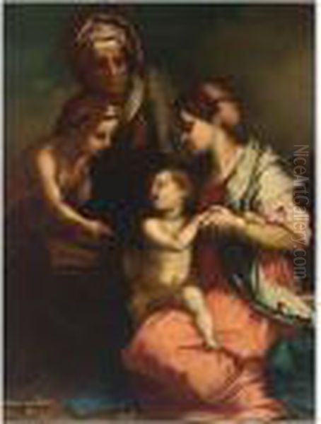 Madonna With Child, St. Anna And St. John Oil Painting by Andrea Del Sarto