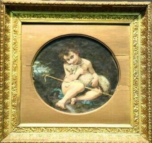 Young John The Baptist With Lambs Oil Painting by Andrea Del Sarto