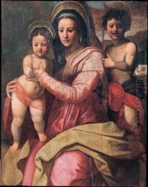 Madonna Con Bambino E San Giovannino Oil Painting by Andrea Del Sarto