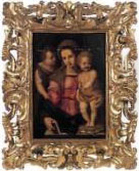 La Vierge Et L'enfant Jesus Et Saint Jean Baptiste Oil Painting by Andrea Del Sarto