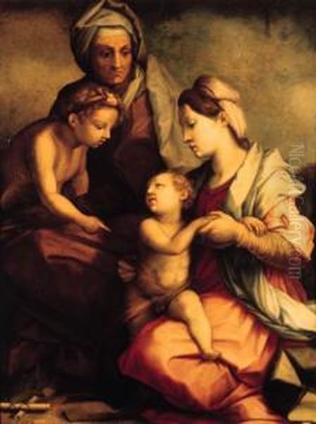 The Madonna And Child With Saint Anne And The Infant Saint John Thebaptist Oil Painting by Andrea Del Sarto