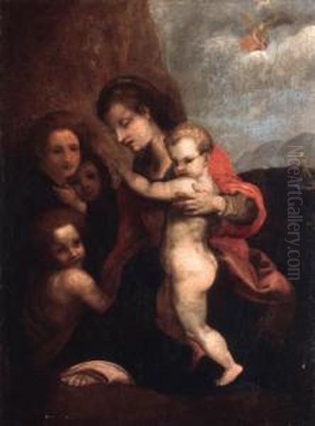 Madonna And Child With The Infant Saint John The Baptist Oil Painting by Andrea Del Sarto