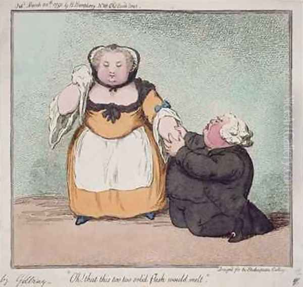 Oh that this too too solid flesh would melt quotation from Hamlet Act I Scene I designed for the Shakespeare Gallery Oil Painting by James Gillray