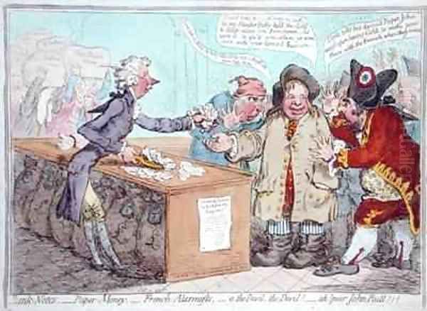 Opening of the Budget or John Bull giving his breeches to save his Bacon 3 Oil Painting by James Gillray